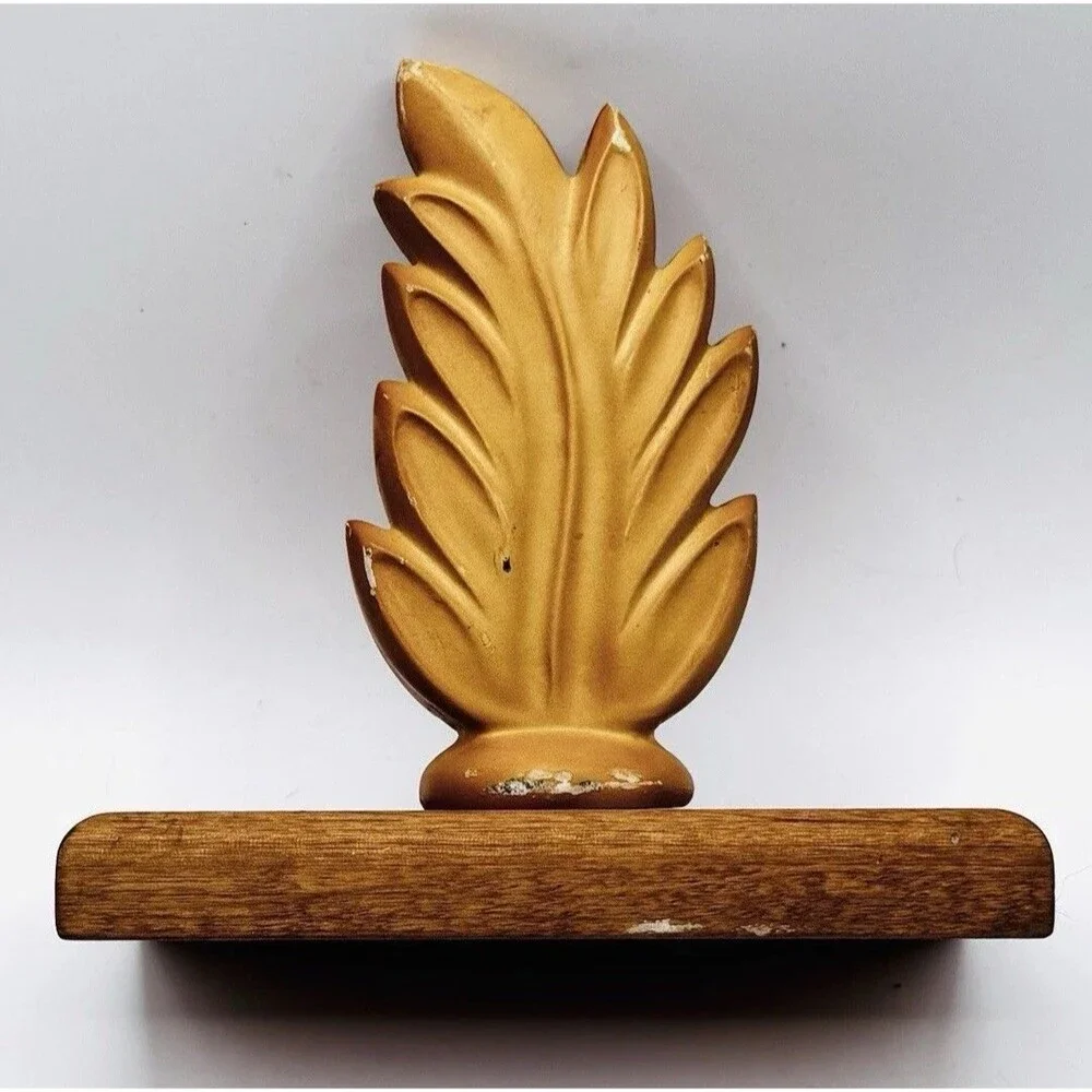 Vintage Duane Trippler Handcrafted Bookend Wood Gold Leaf Sculpture Signed